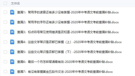 【C33】2020年中考语文考前查漏补缺 [ 406.46kB ]_K12资料